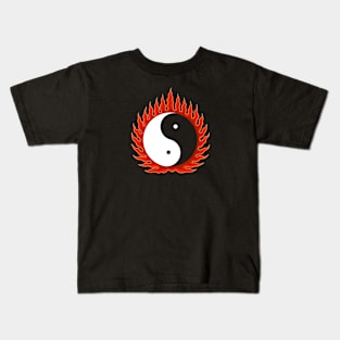 Flaming Yin-Yang / Black variant Kids T-Shirt